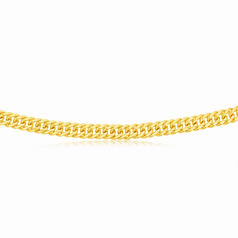 9ct Yellow Gold Silverfilled Double Concave 100 Gauge Curb 55cm Chain