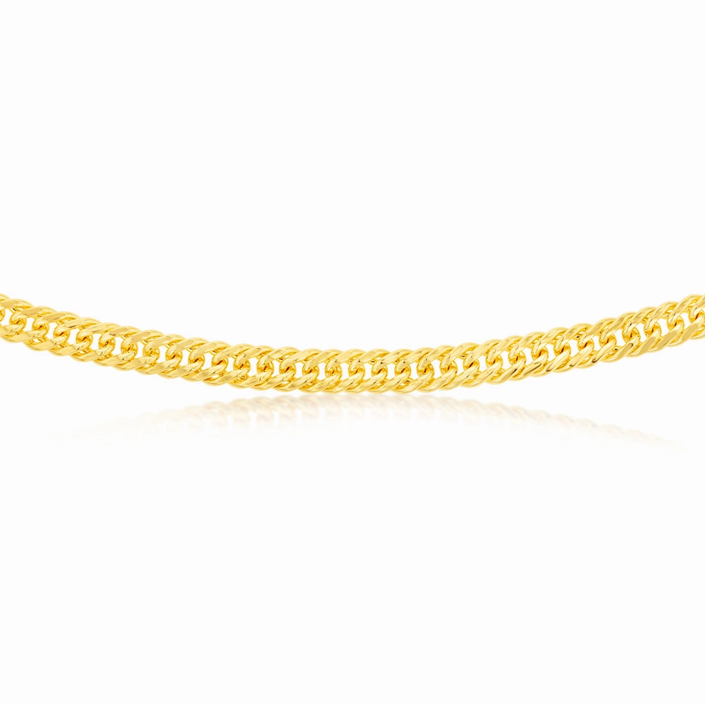 9ct Yellow Gold Silverfilled Double Concave 120 Gauge Curb 50cm Chain