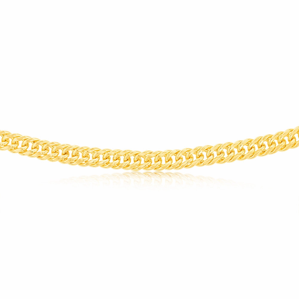 9ct Yellow Gold Silverfilled Double Concave 120 Gauge Curb 55cm Chain