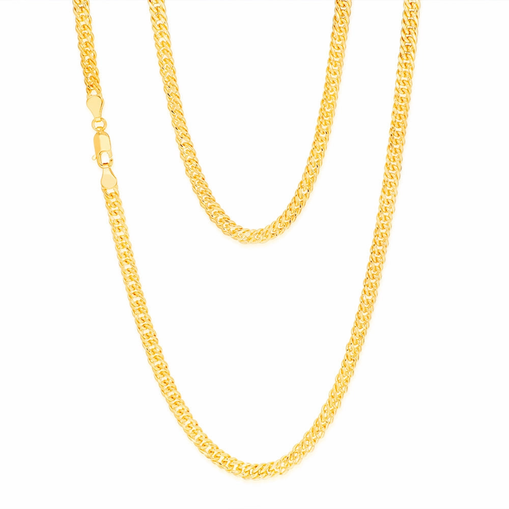 9ct Yellow Gold Silverfilled Double Concave 80 Gauge Curb 45cm Chain