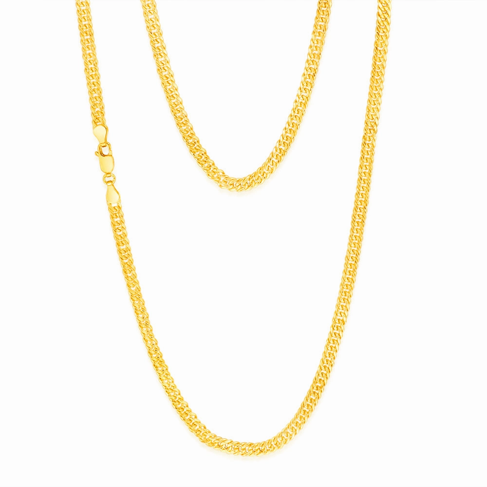 9ct Yellow Gold Silverfilled Double Concave 80 Gauge Curb 50cm Chain