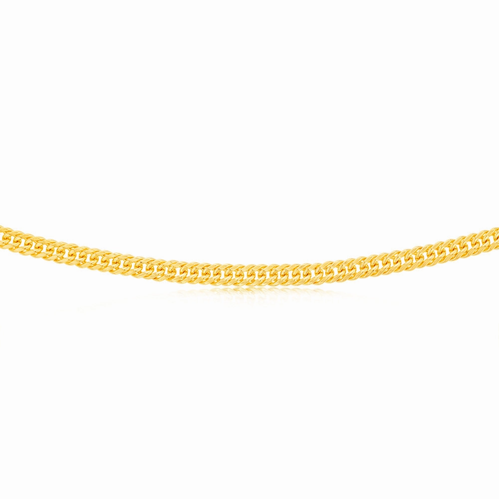 9ct Yellow Gold Silverfilled Double Concave 80 Gauge Curb 50cm Chain