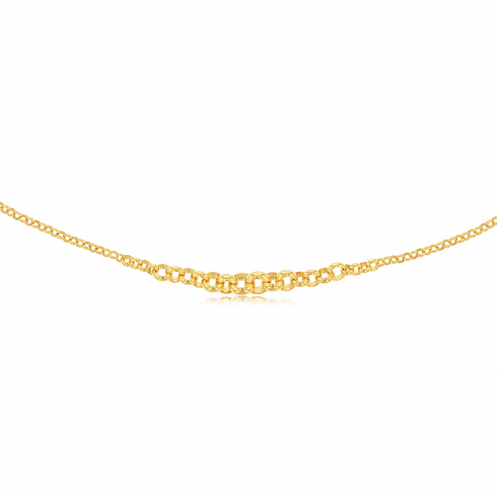 9ct Yellow Gold Silverfilled Fancy Belcher 45cm Chain