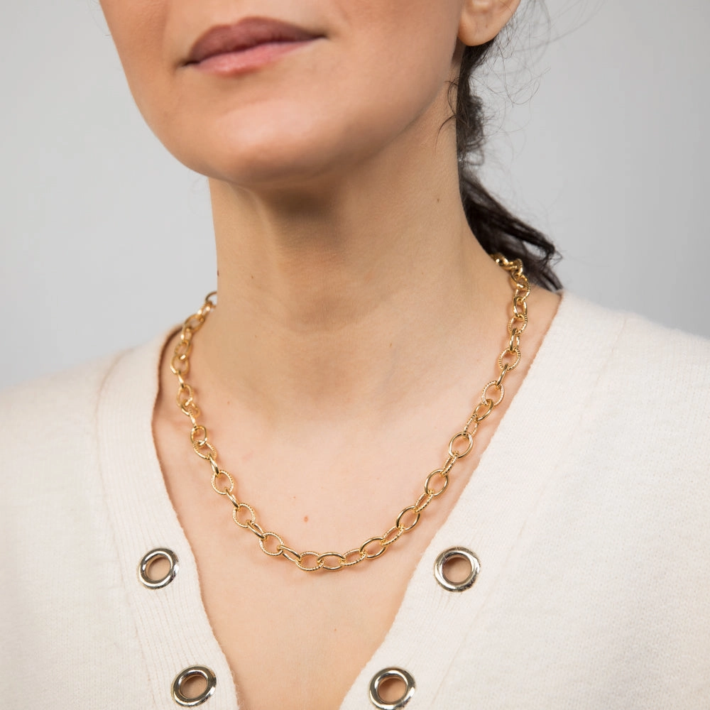 9ct Yellow Gold Silverfilled Fancy Patterned Belcher 50cm Chain