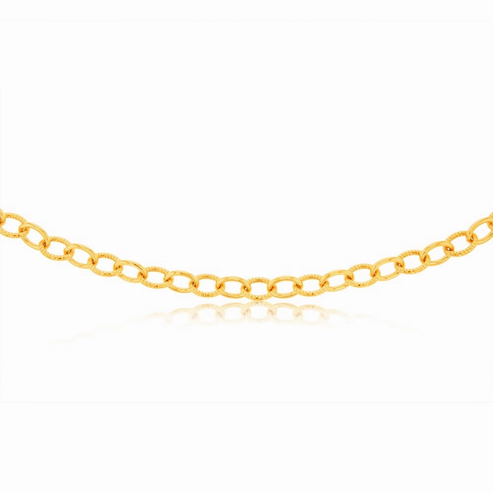 9ct Yellow Gold Silverfilled Fancy Patterned Belcher 50cm Chain