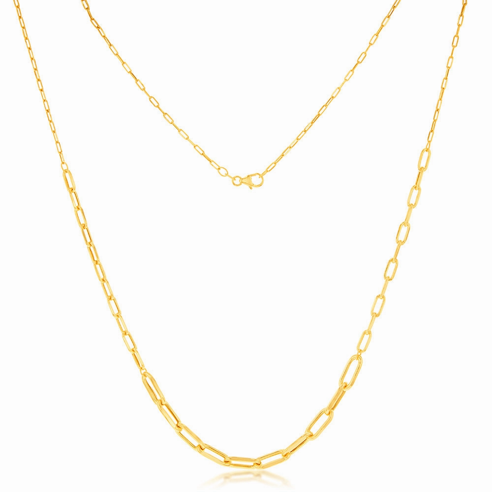 9ct Yellow Gold Silverfilled Paperclip 60cm Chain