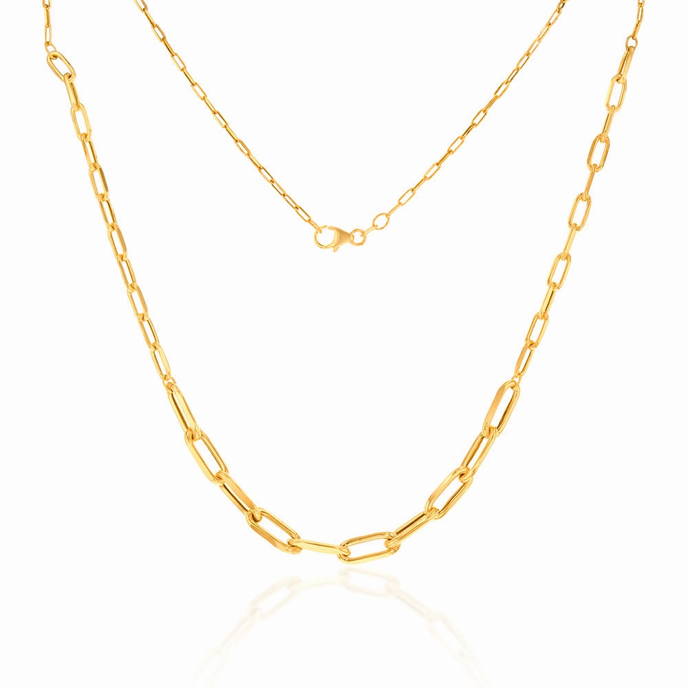 9ct Yellow Gold Silverfilled Paperclip Chain