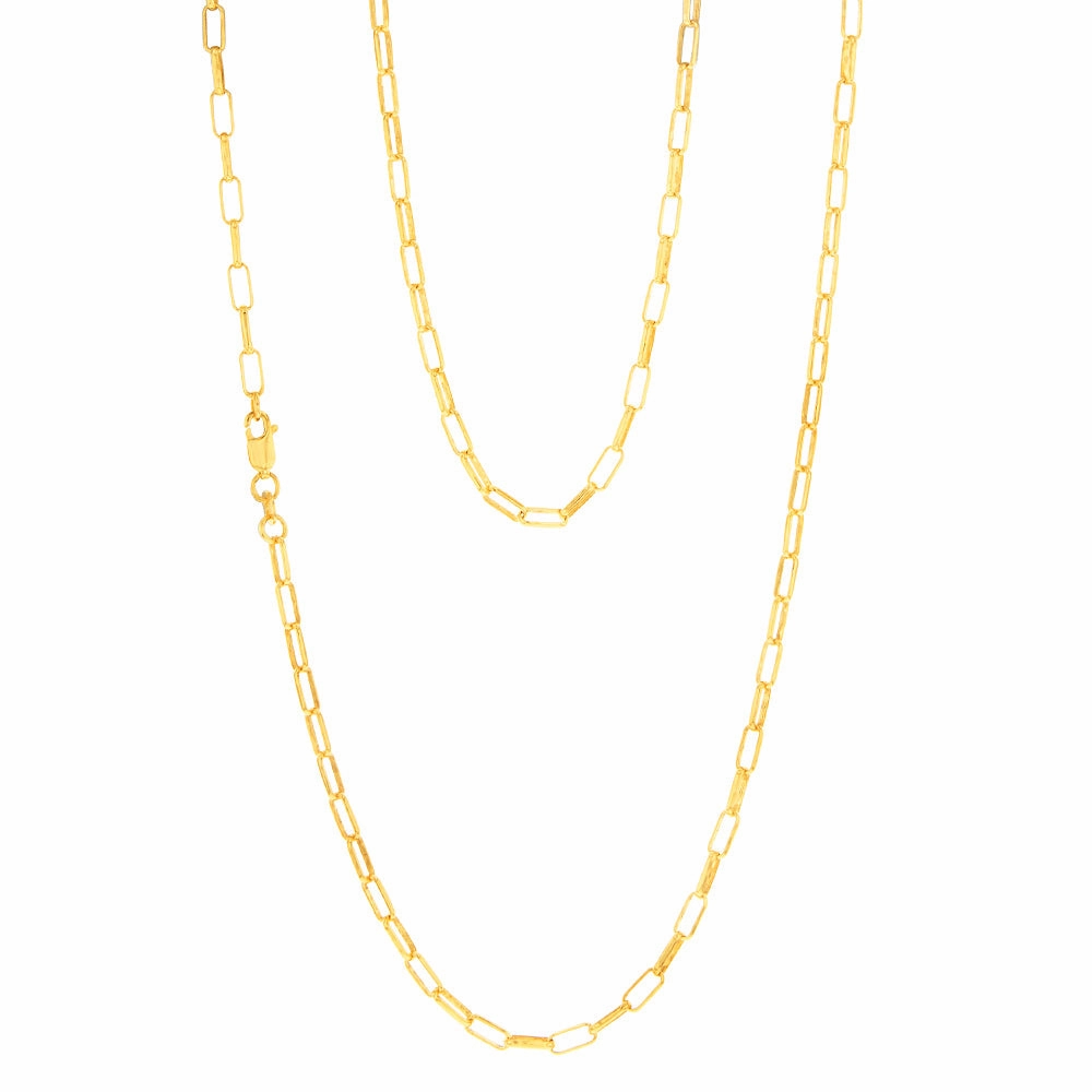 9ct Yellow Gold Silverfilled Small Paperclip 70cm Chain