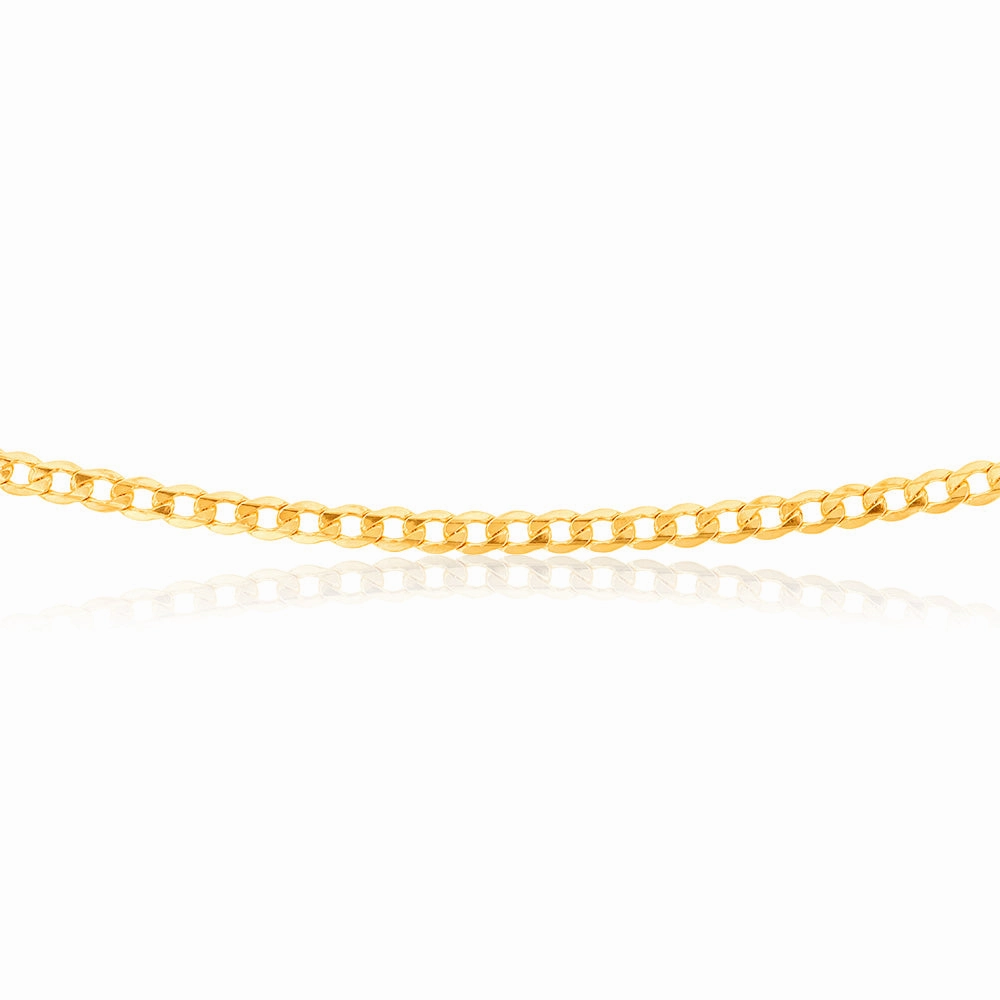 9ct Yellow Gold Silverfilled Super Flat Curb 80 Gauge 45cm Chain