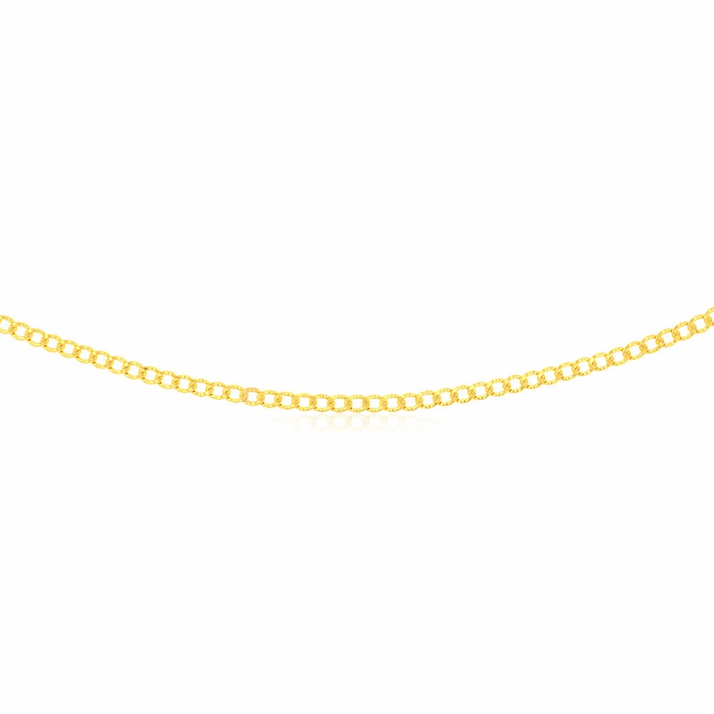 9ct Yellow Gold Silverfilled Textured Curb 95 Gauge 45cm Chain