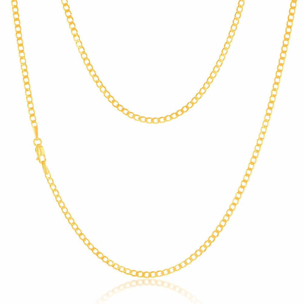 9ct Yellow Gold Superflat Light Curb 65 Gauge 50cm Chain