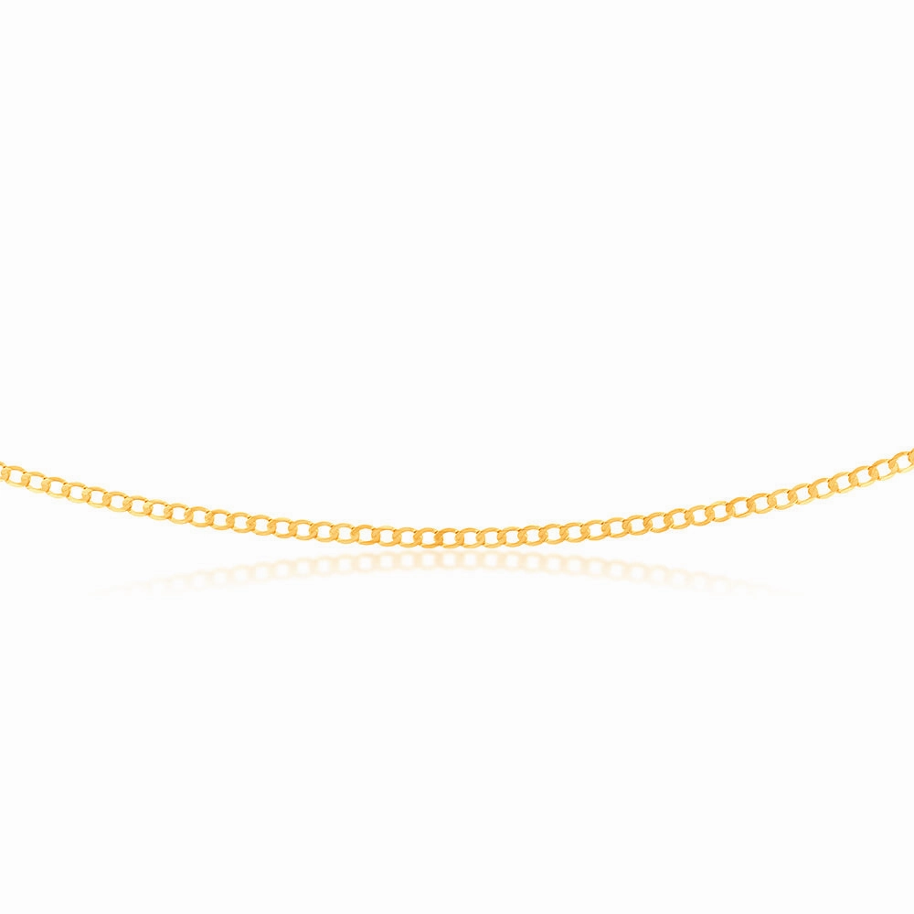 9ct Yellow Gold Superflat Light Curb 65 Gauge 50cm Chain