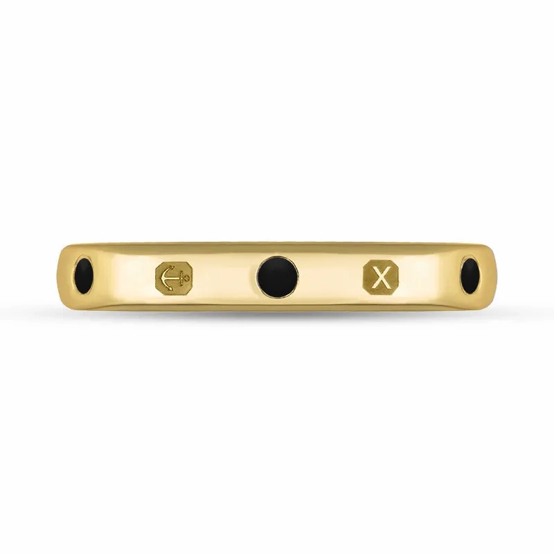 9ct Yellow Gold Whitby Jet Queen's Jubilee Hallmark 6mm Ring D