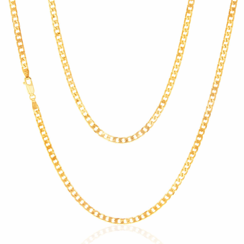 9ct Yellow Solid Gold 120 Gauge Curb 60cm Chain