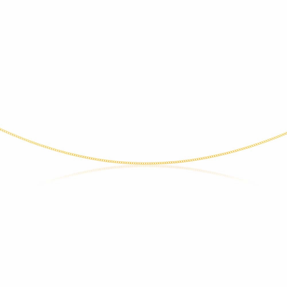 9ct Yellow Solid Gold 30 Gauge Curb 40cm Chain