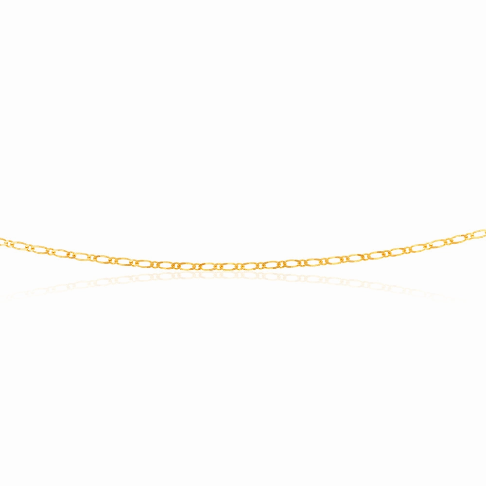 9ct Yellow Solid Gold 40Gauge Figaro 55cm 1:1 Chain