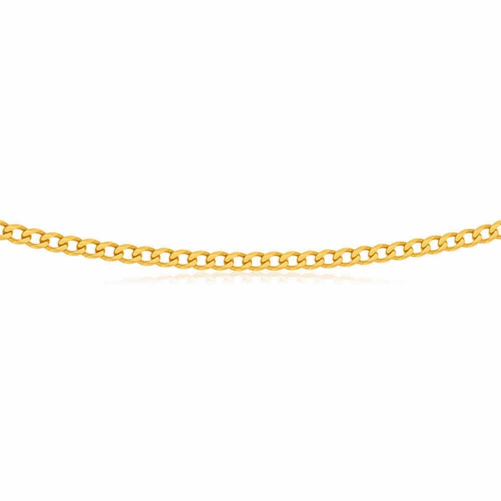 9ct Yellow Solid Gold 45cm Curb Chain 100 Gauge