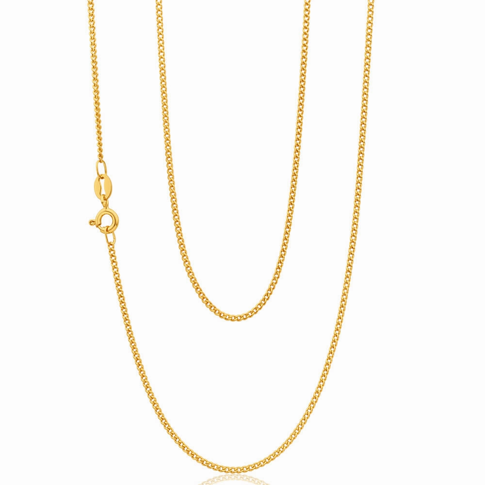 9ct Yellow Solid Gold 50cm 40 Gauge Curb Chain