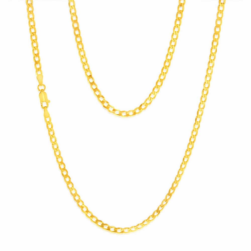9ct Yellow Solid Gold 50cm Curb Chain 100Gauge