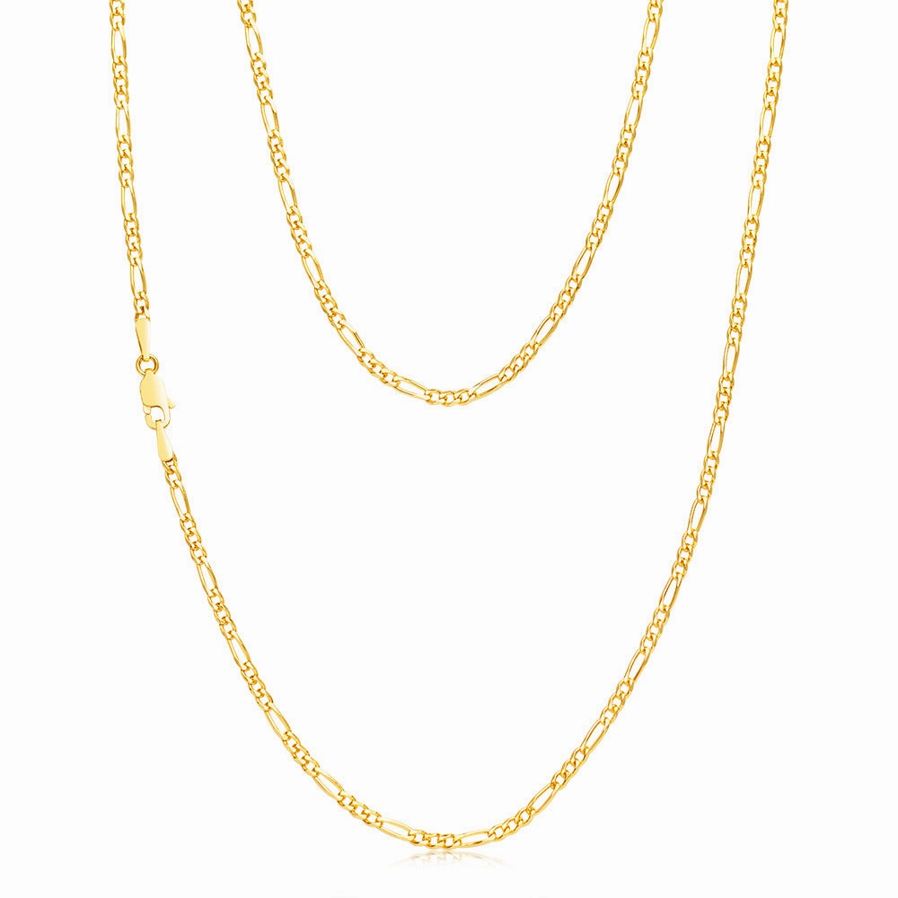 9ct Yellow Solid Gold 55cm Figaro Chain