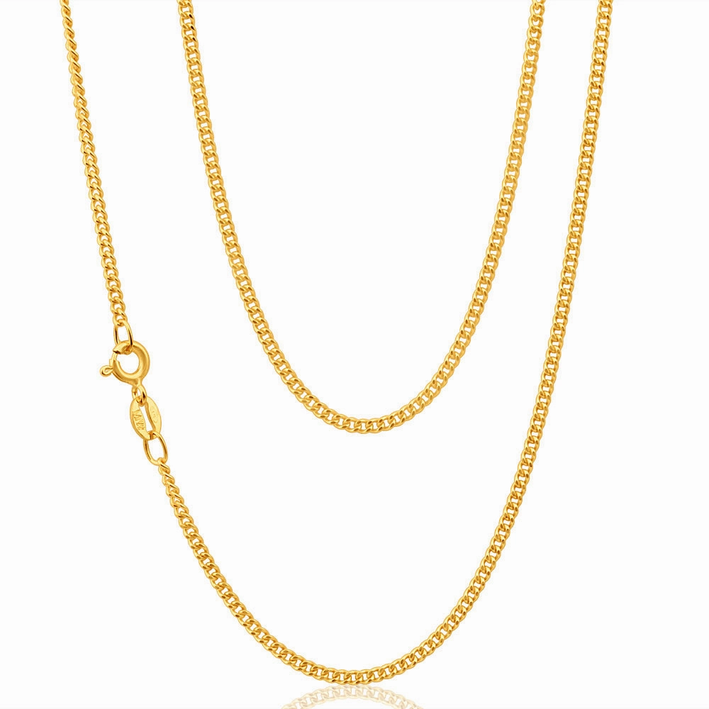 9ct Yellow Solid Gold 65cm 50 Gauge Curb Chain