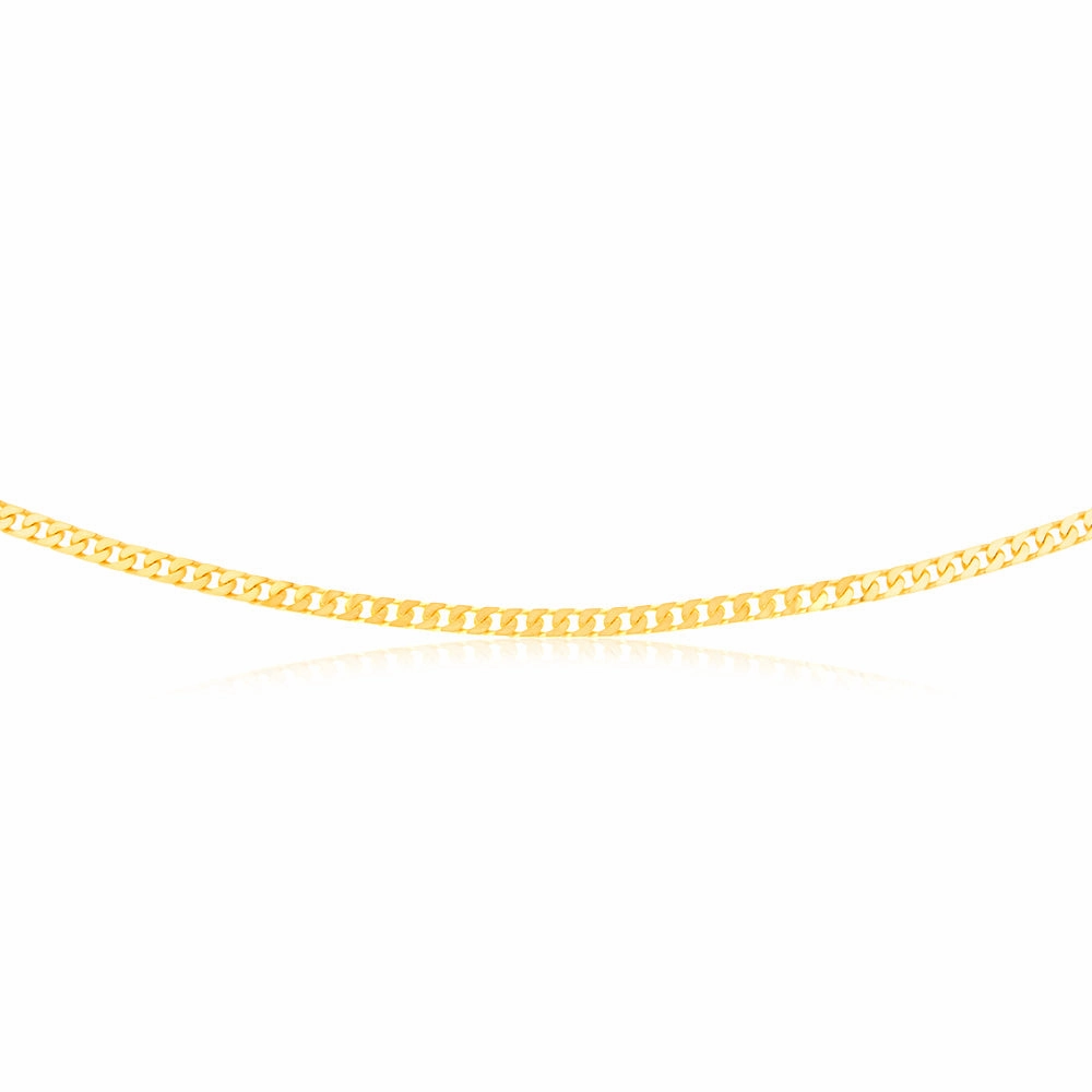 9ct Yellow Solid Gold Compact Square Curb 55cm Chain