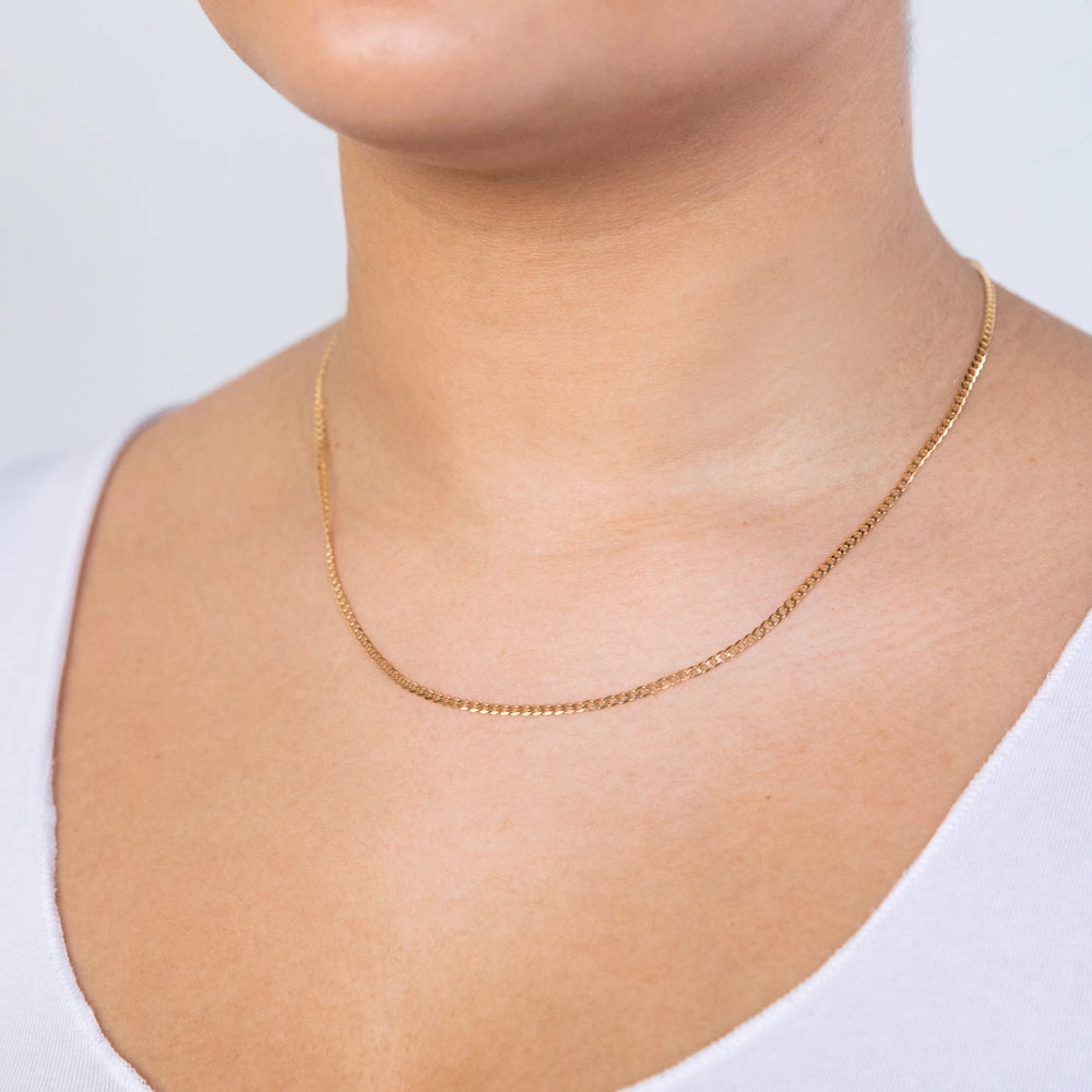 9ct Yellow Solid Gold Curb 50 Gauge 45cm Chain