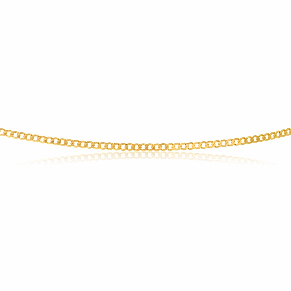 9ct Yellow Solid Gold Curb 50 Gauge 45cm Chain