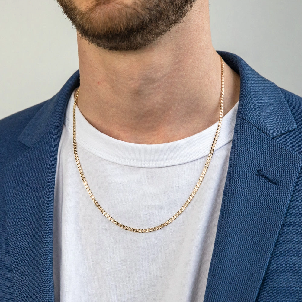 9ct Yellow Solid Gold Curb Chain 80 gauge in 55cm