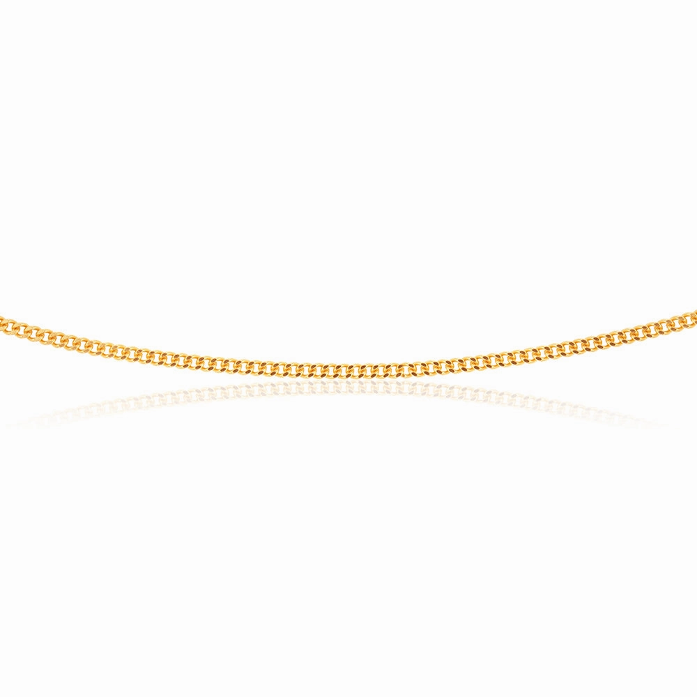 9ct Yellow Solid Gold Curb Dicut 70cm Chain 50Gauge