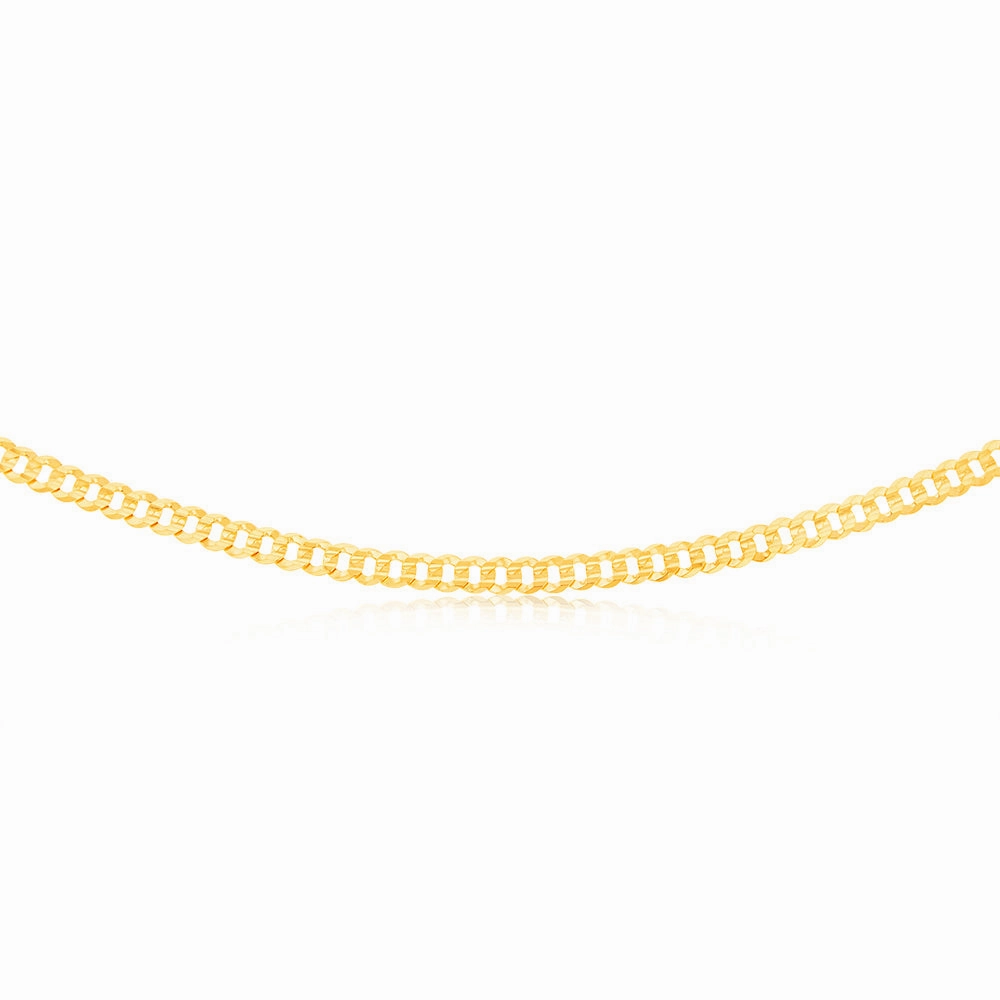 9ct Yellow Solid Gold Extra Flat Concave Curb 55cm Chain
