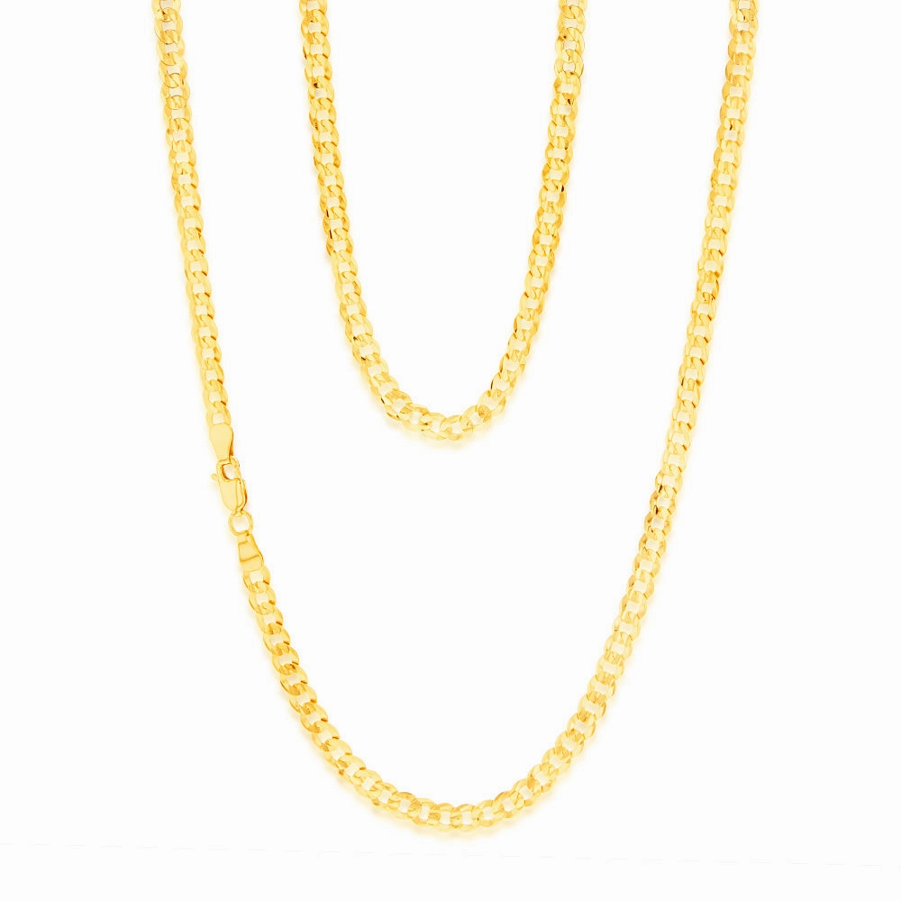 9ct Yellow Solid Gold Fancy 120 Gauge 55cm Chain