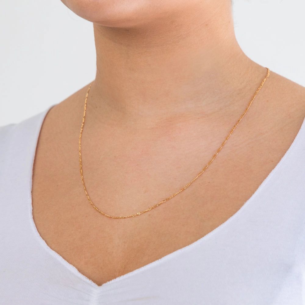 9ct Yellow Solid Gold Fashionable Figaro Chain