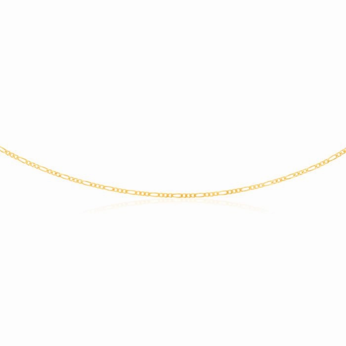 9ct Yellow Solid Gold Figaro 1:3 50cm Chain 60Gauge