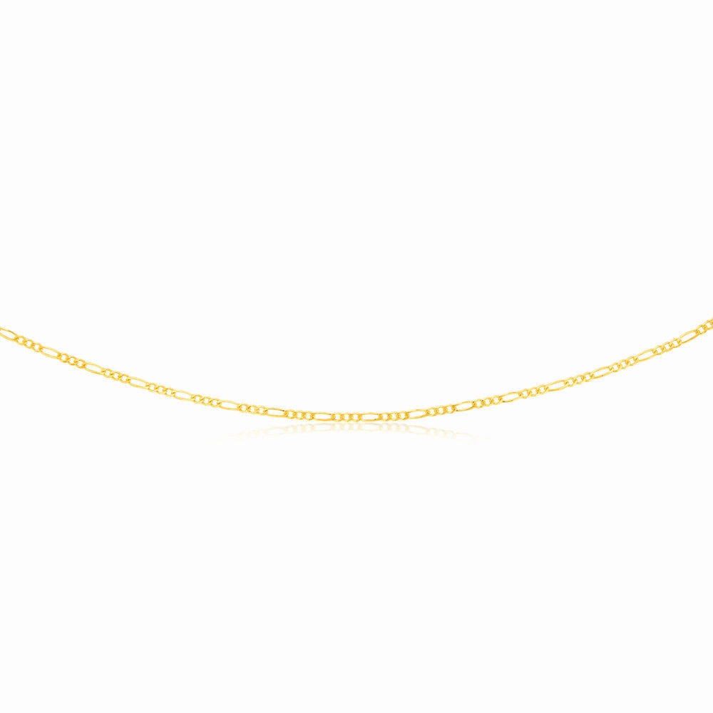 9ct Yellow Solid Gold Figaro 1:3 50cm Chain 60Gauge