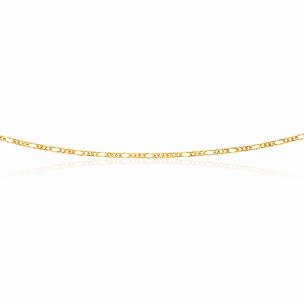 9ct Yellow Solid Gold Figaro 1:3 70cm Chain 40Gauge