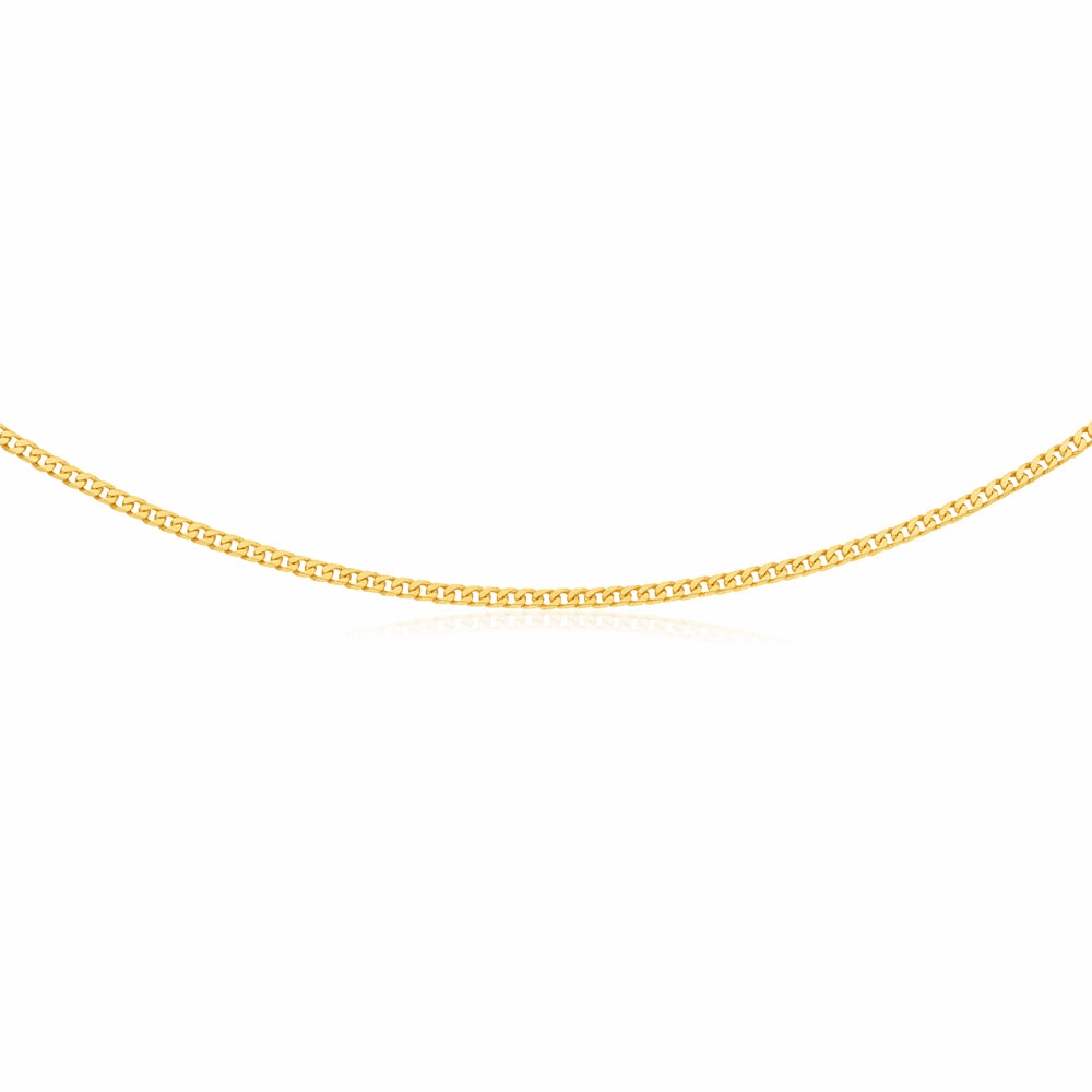 9ct Yellow Solid Gold Flat Bevelled Curb 55cm Chain 120gauge