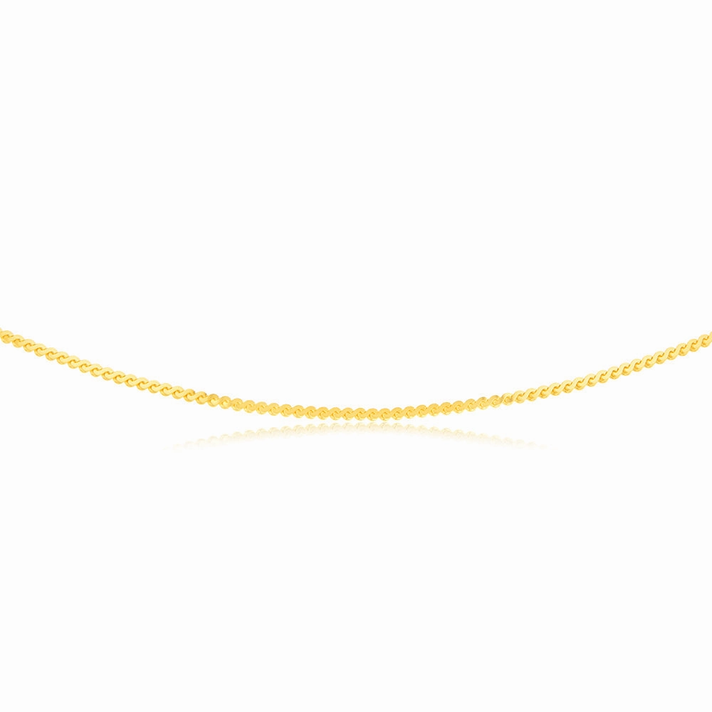9ct Yellow Solid Gold Serpantine 45cm Chain
