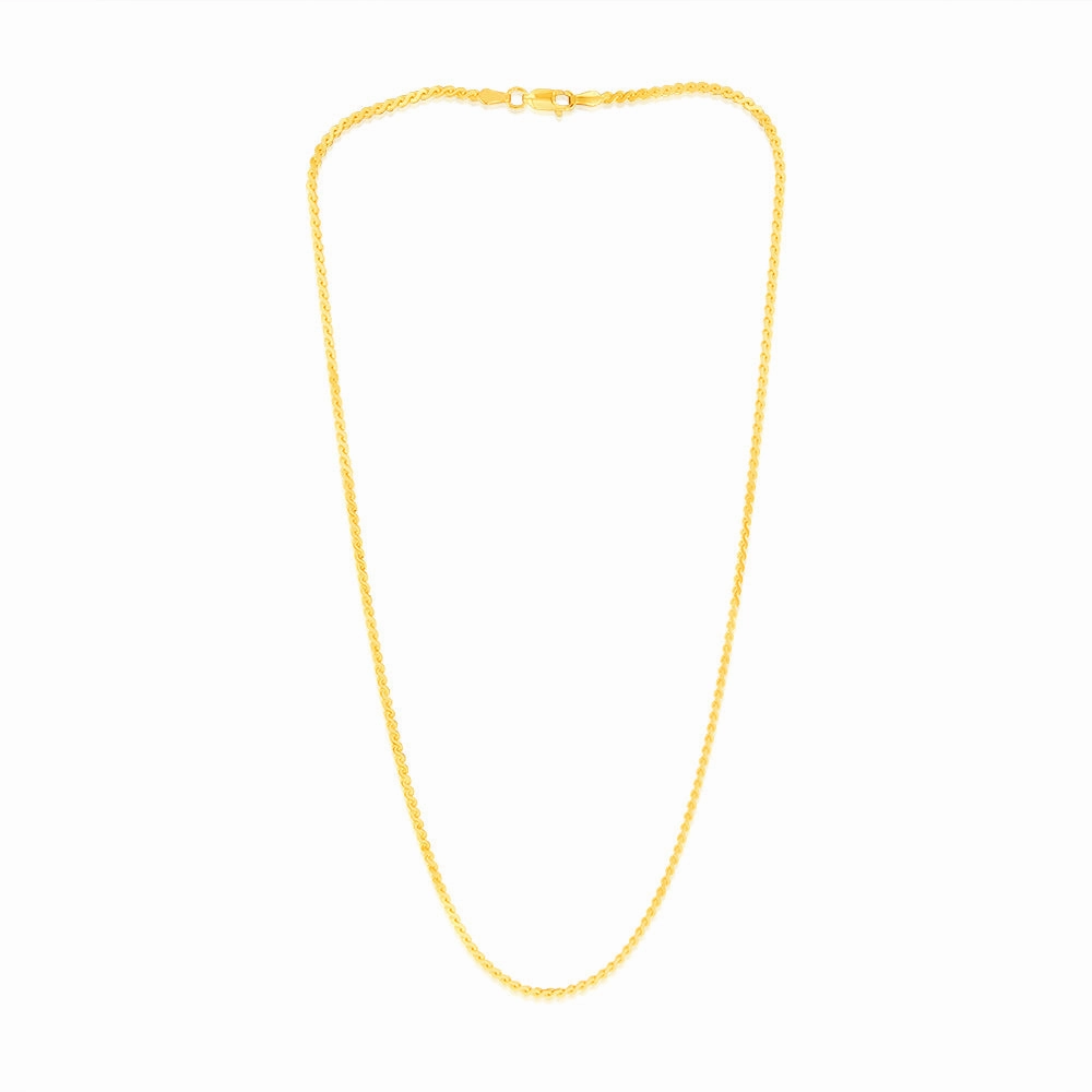 9ct Yellow Solid Gold Serpantine 45cm Chain