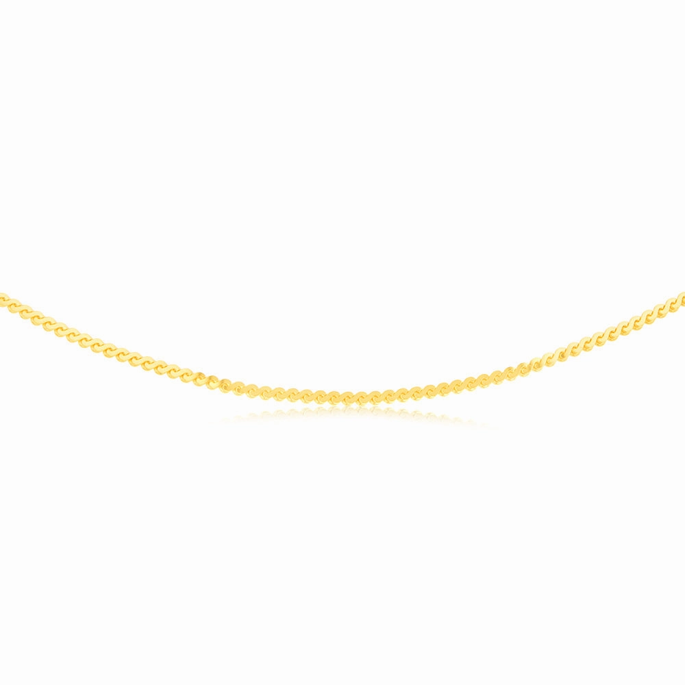 9ct Yellow Solid Gold Serpantine 45cm Chain