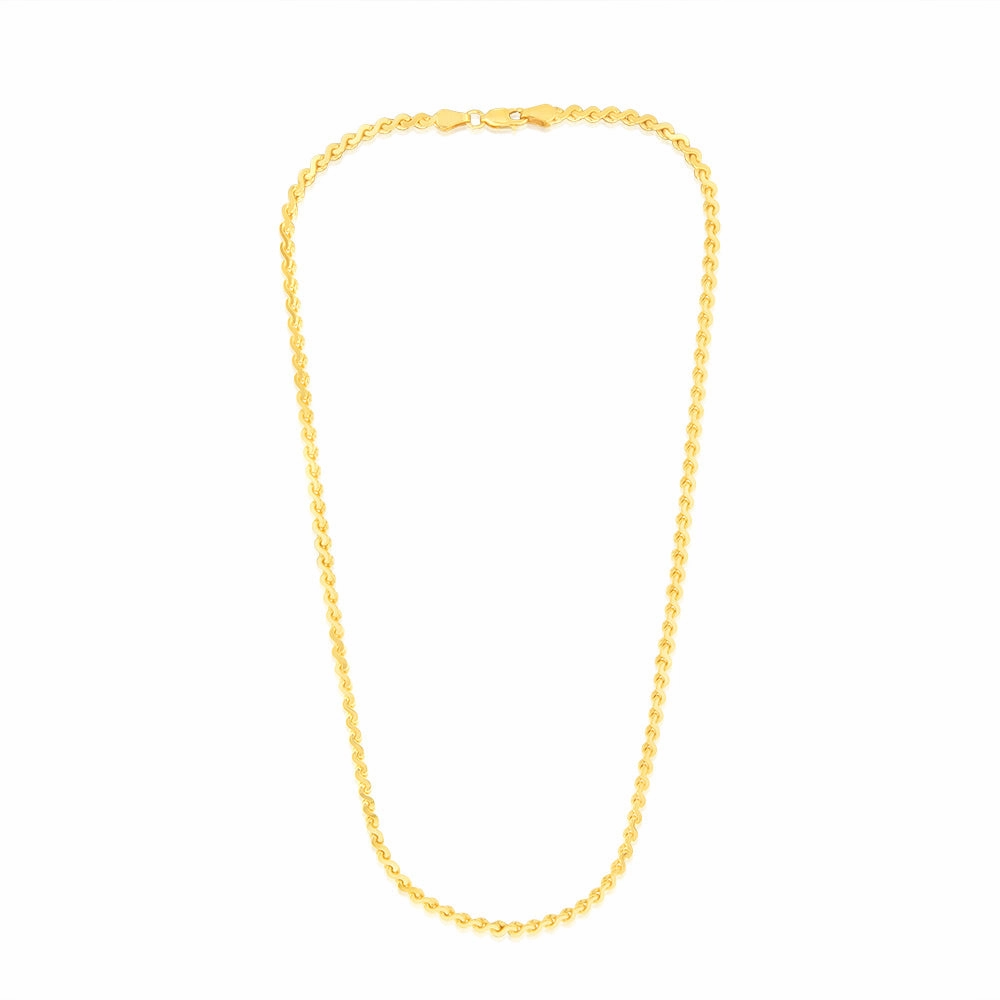 9ct Yellow Solid Gold Serpentine 45cm Chain