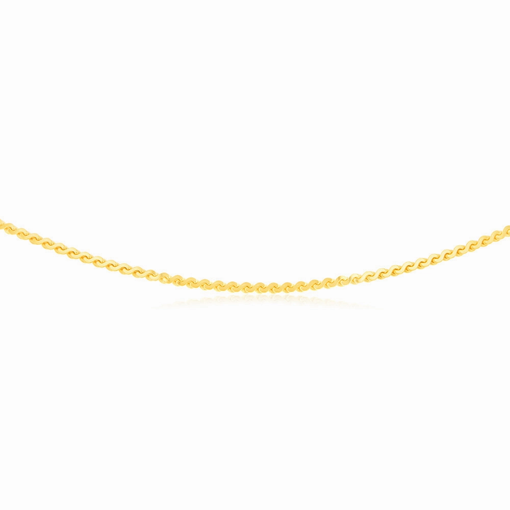 9ct Yellow Solid Gold Serpentine 45cm Chain