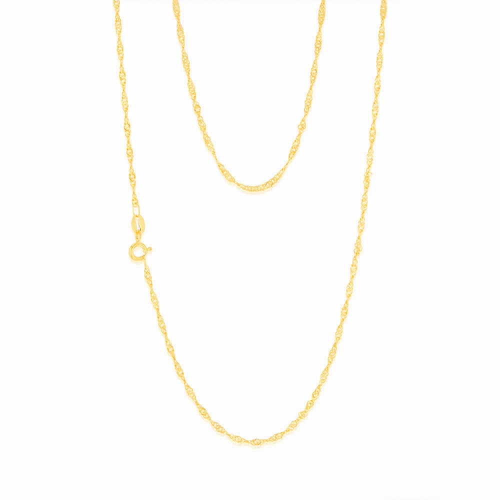 9ct Yellow Solid Gold Singapore 45cm Chain 30 Gauge