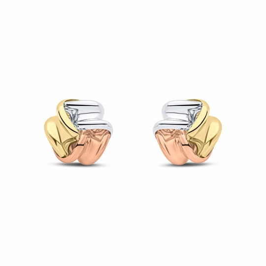 9ct yellow, white and rose gold  Knot stud earrings