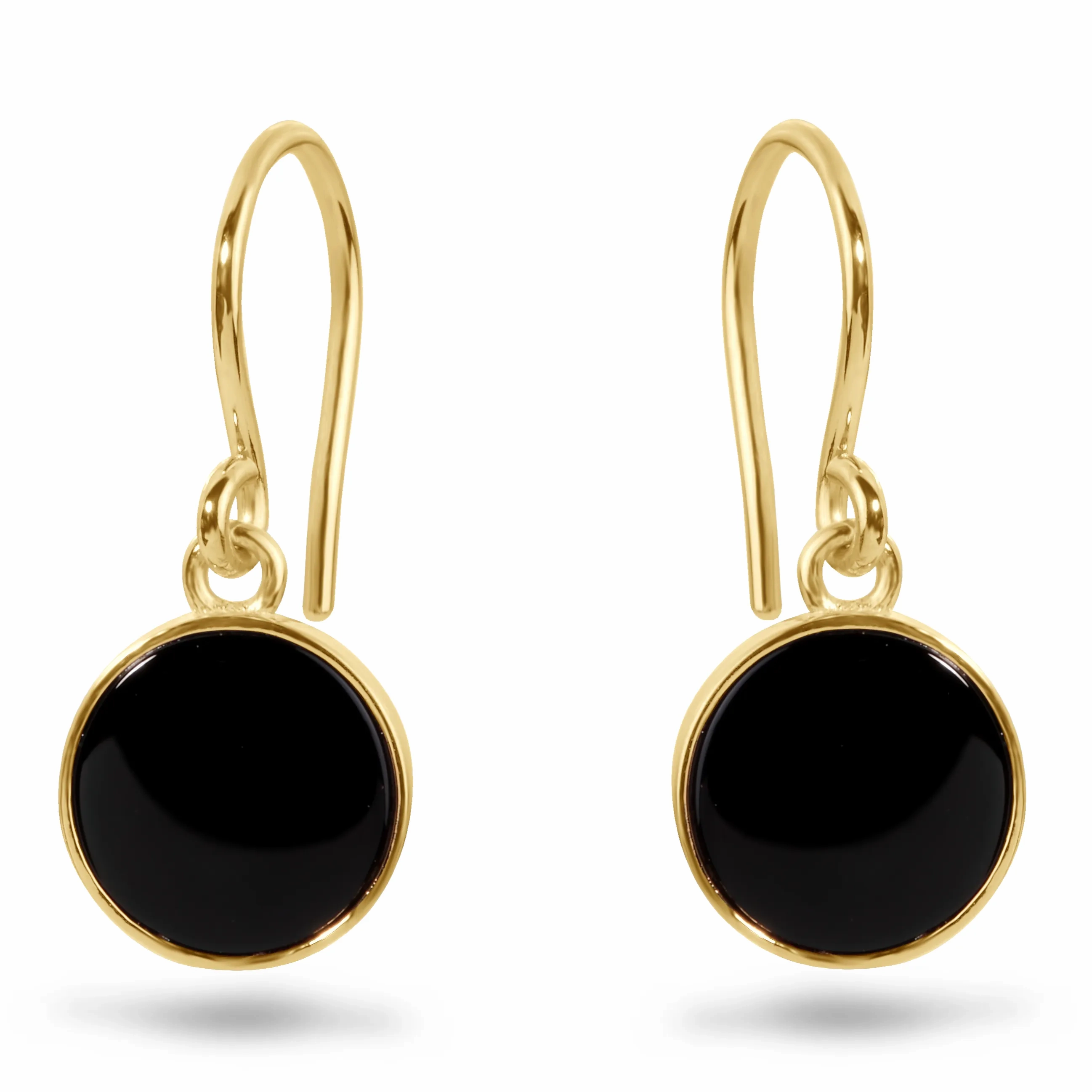 9k Yellow Gold Earrings Assembled with Black Onyx