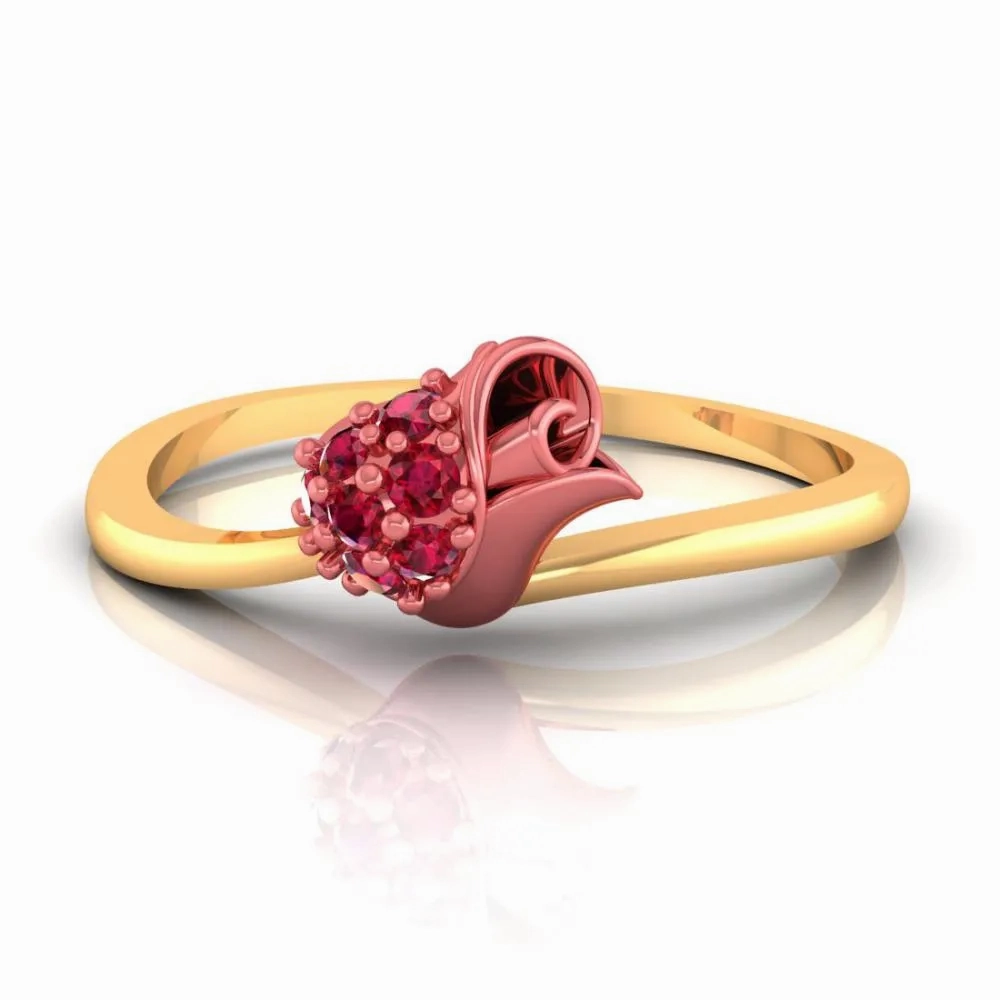 A Ring Made Of 22k Gold Featuring A Yellow Pattern And Red Stones