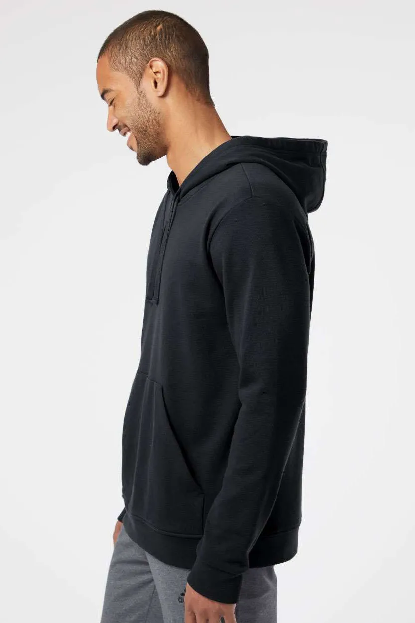 Adidas Mens Fleece Hooded Sweatshirt Hoodie w/ Pouch Pocket - Black