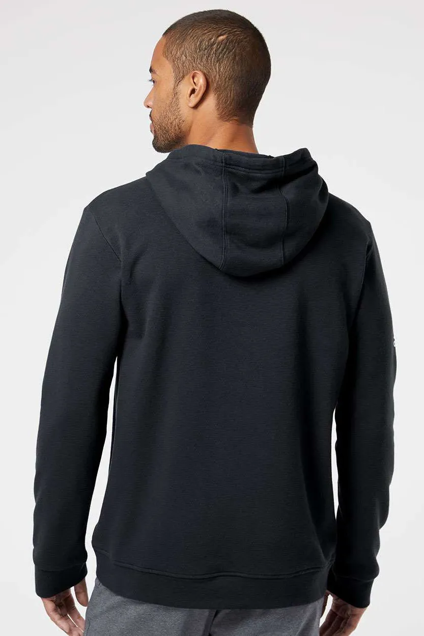 Adidas Mens Fleece Hooded Sweatshirt Hoodie w/ Pouch Pocket - Black