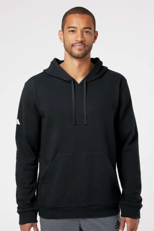 Adidas Mens Fleece Hooded Sweatshirt Hoodie w/ Pouch Pocket - Black