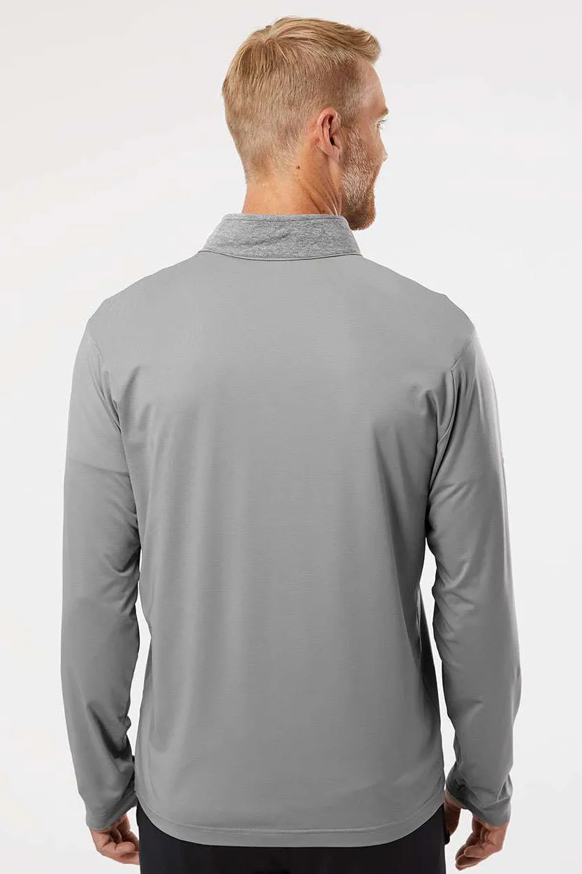 Adidas Mens Heather Block Print Moisture Wicking 1/4 Zip Sweatshirt - Grey Melange/Grey/Black